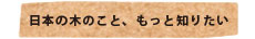 日本の木のこと、もっと知りたい