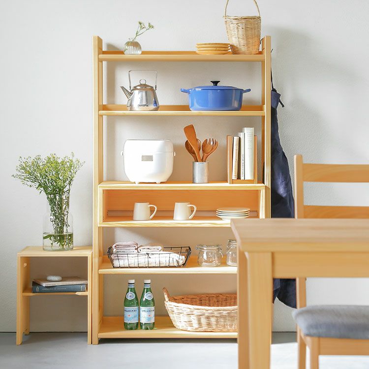 キッチンまわりが整う、すっきり収納<br>オープンラック 80 / ダイニングテーブル D hinoki<br>Gチェア basic color / HOURI