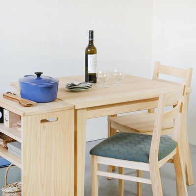 ダイニングのサイドテーブルとしても便利<br>オープンワゴン ハイ / Dチェア<br>ダイニングテーブル D -EASY ORDER-<br>Dチェア minä perhonen（スモーキーグリーン×ブラウン）